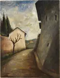 Paesaggio con case e alberi by Ottone Rosai, 1932, oil on canvas, offered Dec 2022