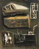 Mario Sironi, Composizione con cavallino bianco, 1948, oil on cardboard