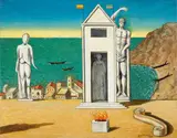 Giorgio de Chirico, Spiaggia misteriosa, 1968, oil on canvas
