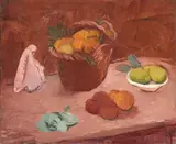 Enrico Paulucci, Natura morta con cesto di frutta e conchiglia