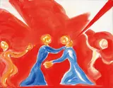 Incontro by Virgilio Guidi, 1976, oil on canvas, offered Dec 2022