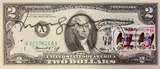 Andy Warhol, Two Dollars Jefferson, mixed media on banconota