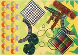 Peter Phillips, Senza titolo, 1974, lithograph a colori and collage di inserti on canvas