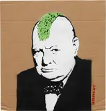 Churchill by Banksy, 2015, stencil and spray on cardboard, offered Dec 2022