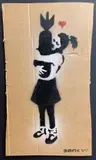 Bomb Love by Banksy, 2015, stencil and spray on cardboard, offered Dec 2022