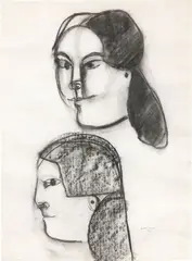 Volti by Bruno Cassinari, 1951, charcoal on paper, offered Dec 2022