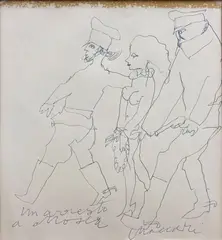 Un arresto a Mosca by Mino Maccari, inchiostro on paper, offered Dec 2022