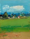 Paesaggio by Sergio Scatizzi, oil on compensato, offered Dec 2022