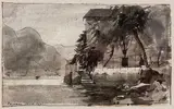 Pietro Annigoni, Paesaggio di Pognana, 1931, inchiostro on paper