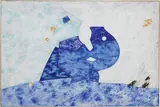 Gianni Dova, Senza titolo, tempera and watercolour on paper applicata on canvas