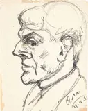 Ottone Rosai, Ritratto di uomo di profilo, 1953, charcoal on paper