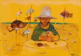 Pescatore by Antonio Possenti, oil on paper applicata on compensato, offered Dec 2022