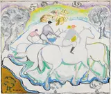 Giuseppe Cesetti, Fantini a cavallo, oil on canvas
