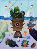 Senza titolo by Antonio Possenti, 1993, oil on canvas board, offered Dec 2022