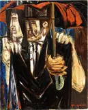Giuseppe Migneco, Gentiluomo sotto l'ombrello, 1962, oil on canvas