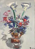 Vaso di fiori by Enzo Pregno, oil on canvas, offered Dec 2022