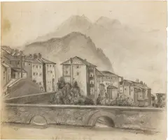 Paesaggio by Ubaldo Oppi, pencil on paper, offered Dec 2022
