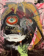 Paul Kostabi, Siim Nestor, 2008, oil and mixed media on canvas