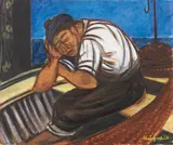 Giuseppe Migneco, Pescatore, oil on canvas