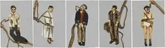 Dawn Mellor, Five Hung Men, 2000, oil on panel