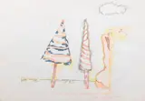 Il percorso dell'acqua: particolare dell'ombrellone by Tano Festa, 1977, pennarelli on paper, offered Dec 2022