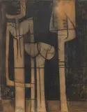 Roberto Crippa, Totemica, 1956, oil on canvas
