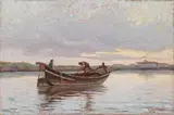 Renuccio Renucci, Barcone, oil on compensato