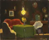 Interno by Cafiero Filippelli, oil on compensato, offered Oct 2022