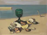 Giovanni March, Natura morta con bicchiere, 1968, oil on canvas board