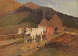 Il carro rosso by Carlo Domenici, oil on compensato, offered Oct 2022