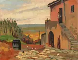 Paesaggio di campagna con casolare by Cafiero Filippelli, oil on panel, offered Oct 2022