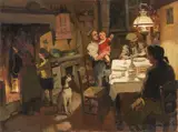 A giornata finita by Cafiero Filippelli, oil on faesite, offered Oct 2022