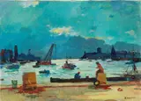 Al porto by Renato Natali, oil on canvas, offered Oct 2022