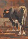 Mucca by Giovanni Lomi, oil on panel, offered Oct 2022