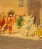 Manlio Martinelli, Carnevale, 1923, oil on panel