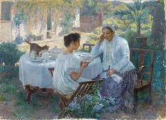 Cesare Saccaggi, La lettura, 1896, oil on panel