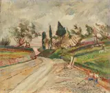 Ulvi Liegi, Sulla strada di Montelupo, oil on canvas applicata on cardboard