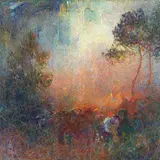 Plinio Nomellini, Rientro dal lavoro, oil on canvas