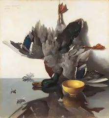 Bruno Croatto, Natura morta con germani, 1930, oil on compensato