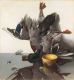 Bruno Croatto, Natura morta con germani, 1930, oil on compensato
