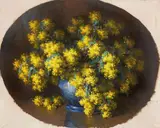 Natura morta con mimosa by Alfio Paolo Graziani, oil on canvas, offered Oct 2022