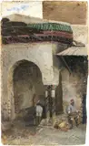 Interno by Italo Nunes Vais, oil on tavoletta, offered Oct 2022