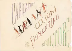 Adriano Cecioni, Importante album con venti caricature, mixed media on paper