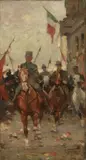Alfredo Tominz, L'entrata del Duca d'Aosta a Gorizia, oil on canvas