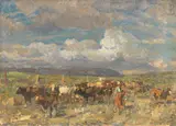 Beppe Ciardi, Ritorno dal pascolo, 1922, oil on canvas