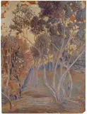 Rubaldo Merello, Ulivi in Liguria, oil on cardboard applicato on compensato
