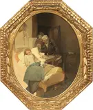 Domenico Induno, Il bambino malato, oil on cardboard
