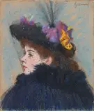 Federico Zandomeneghi, Tête de femme, pastelli on cardboard
