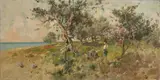 Vincenzo Irolli, Pastorello in riva al mare, oil on canvas