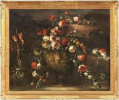 Natura morta con fiori e un vaso sbalzato by Francesco Guardi, oil on canvas, offered Oct 2022